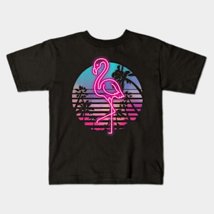 Zoo Animal Tropic Summer Sunrise  Flamingo Kids T-Shirt